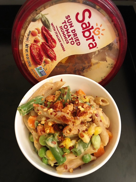 One Pot Creamy Hummus Pasta With Vegetables